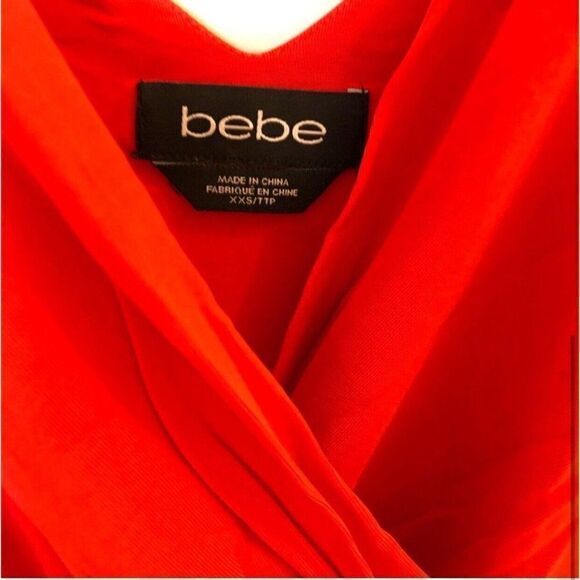Bebe Womens Solid Red Bodycon V Neck Tank Mini Dress Xxs 00 - Picture 3 of 4